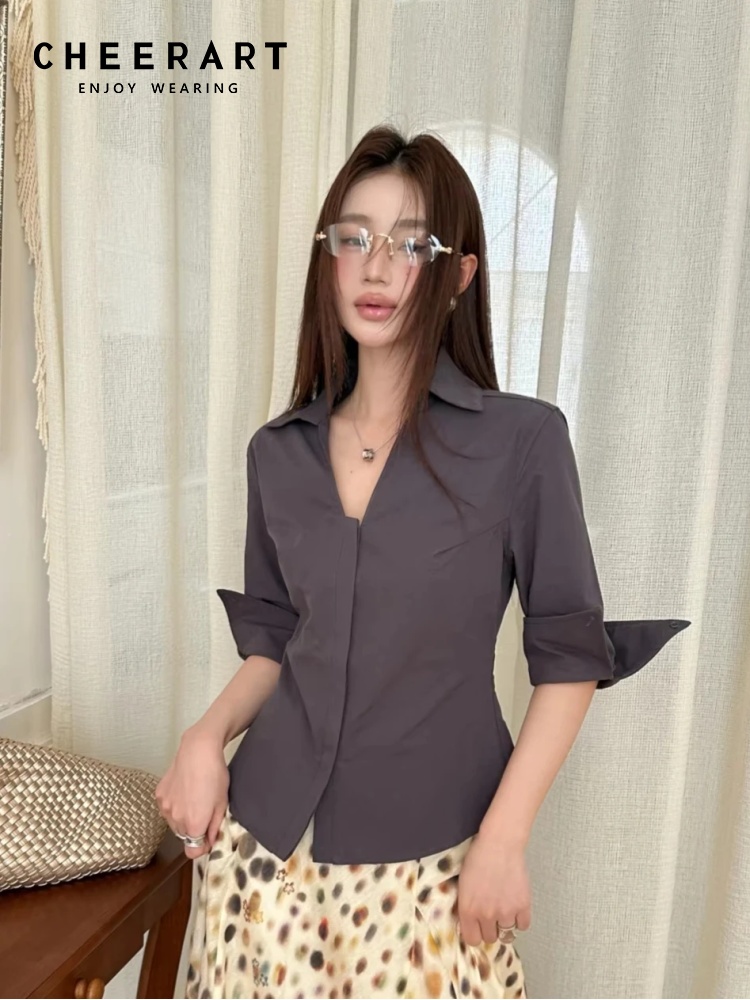 Women Formal Wear Korean - CHEERART Blus dan Kemeja Wanita Musim