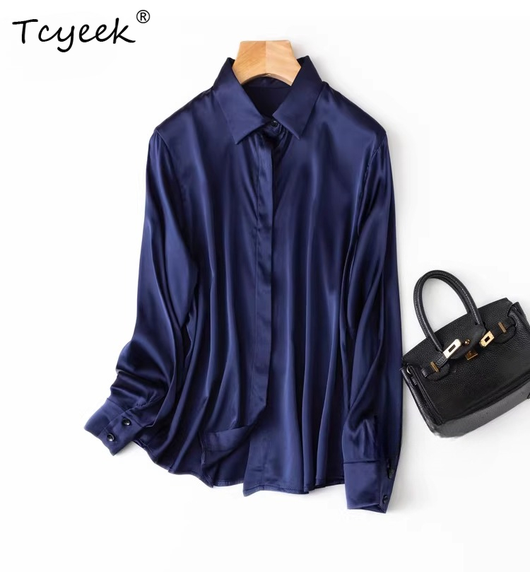 Silk Blouse Button - Tcyeek Atasan Wanita Sutra Murbei 93%