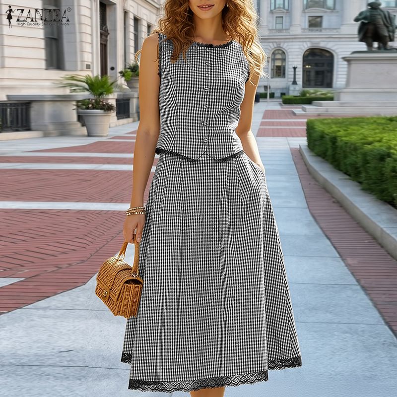 Women Formal Wear For Summer - Set 2 Potong Wanita Elegan ZANZEA