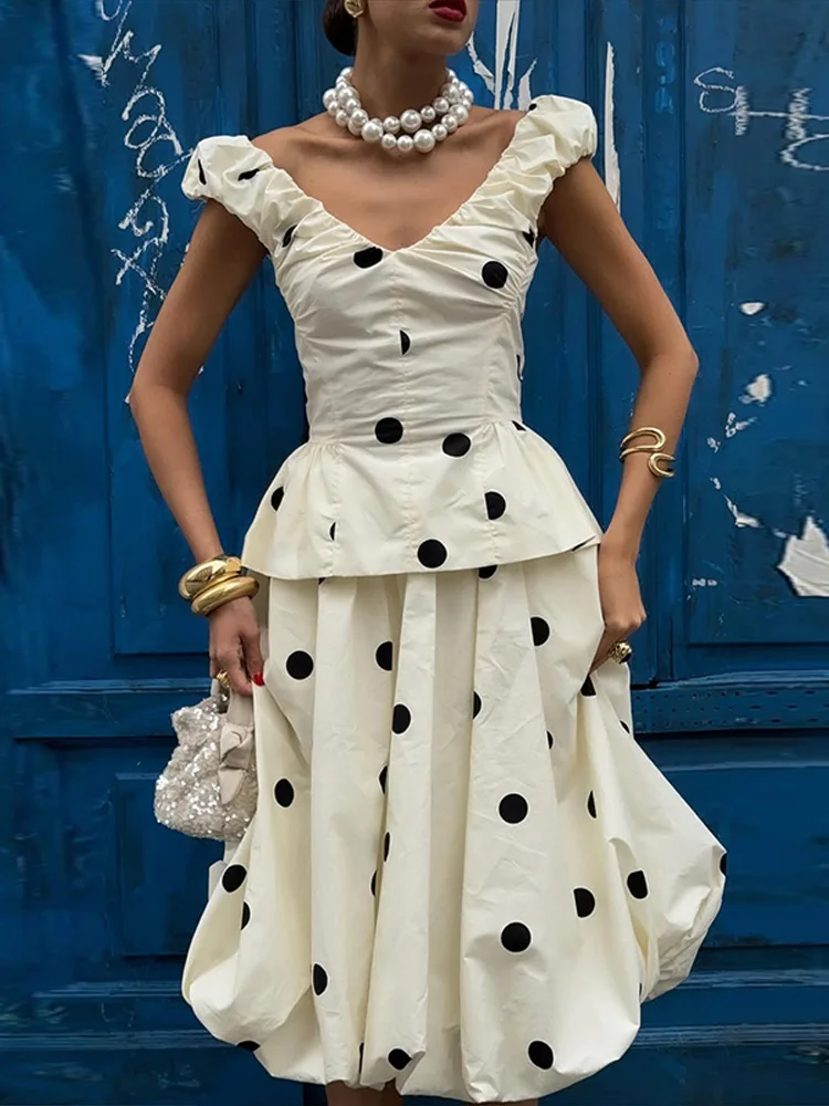 Women Formal Wear For Summer - Setelan Rok Vest Wanita Motif Polkadot