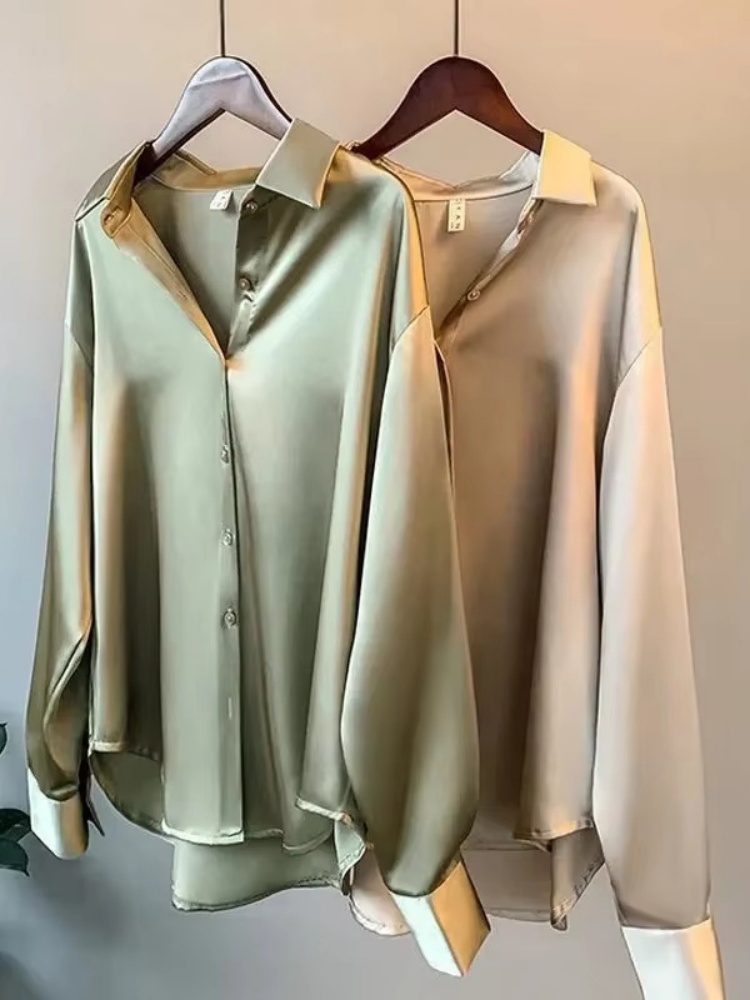 Silk Blouse Button - Kemeja Wanita Satin Elegan 2026, Model