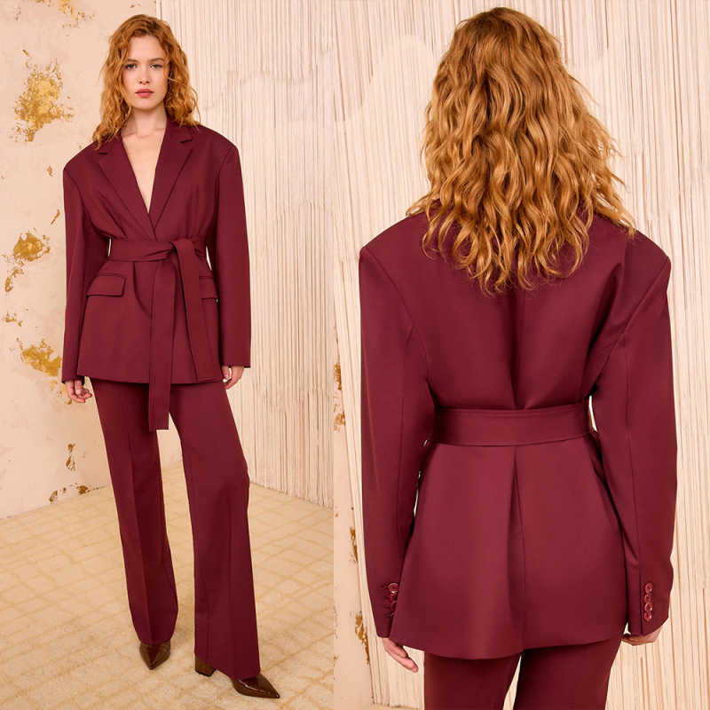 Women Formal Wear With Tie - Setelan Celana Wanita Elegan yang Dapat