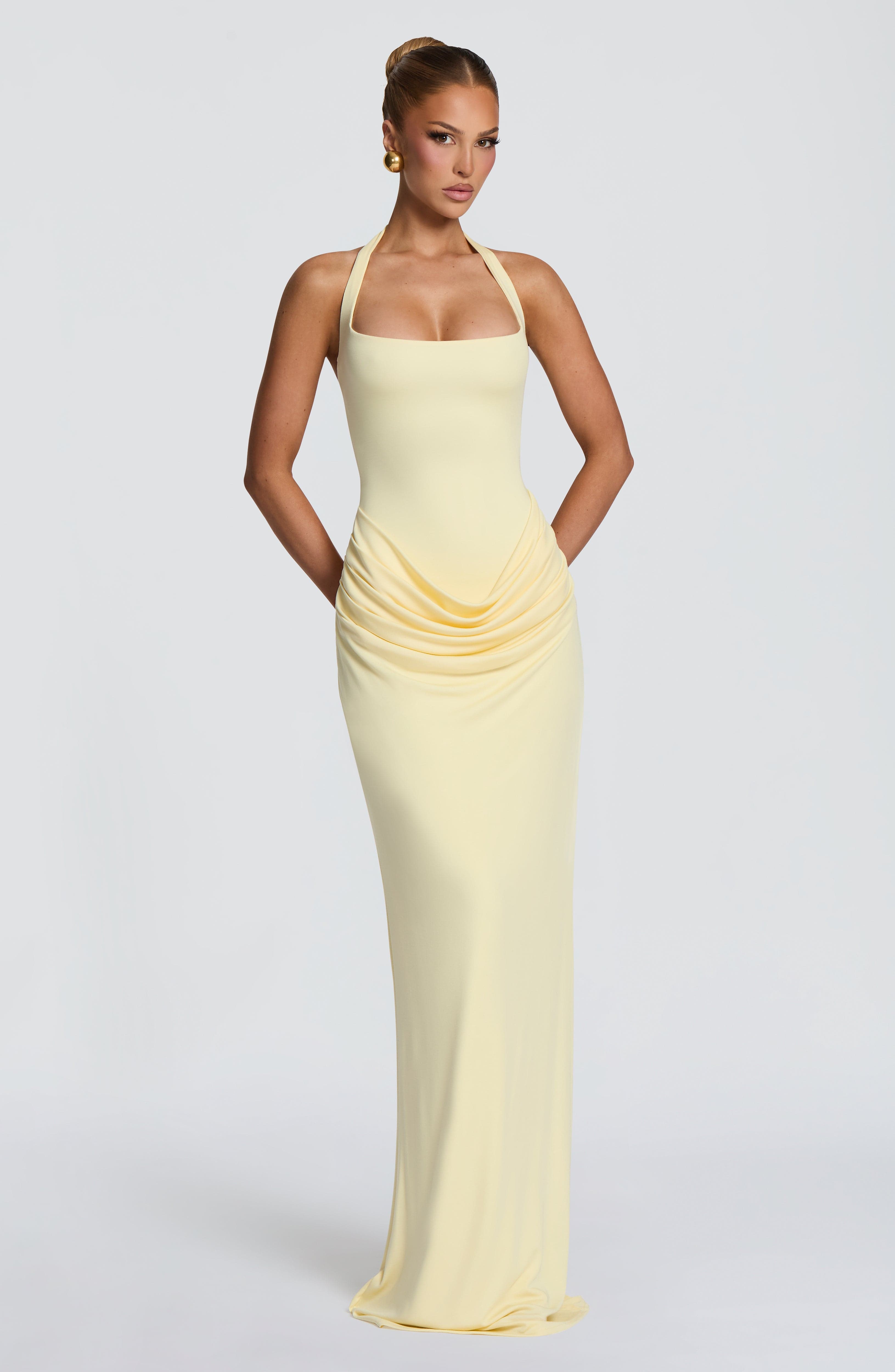 Women'S Formal Wear For Wedding - Gaun Maxi Halter Square Neck dengan