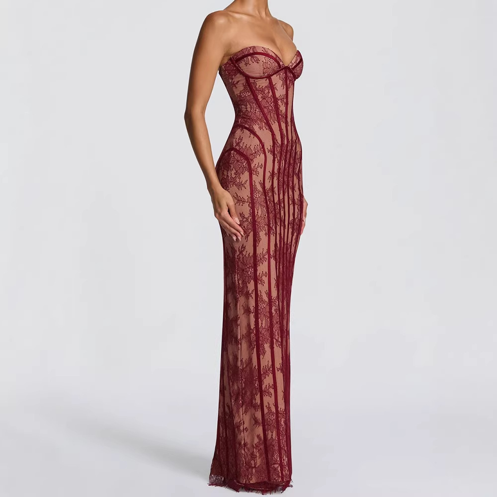 Women Formal Wear For Summer - Gaun Maxi Bodycon Tanpa Tali untuk