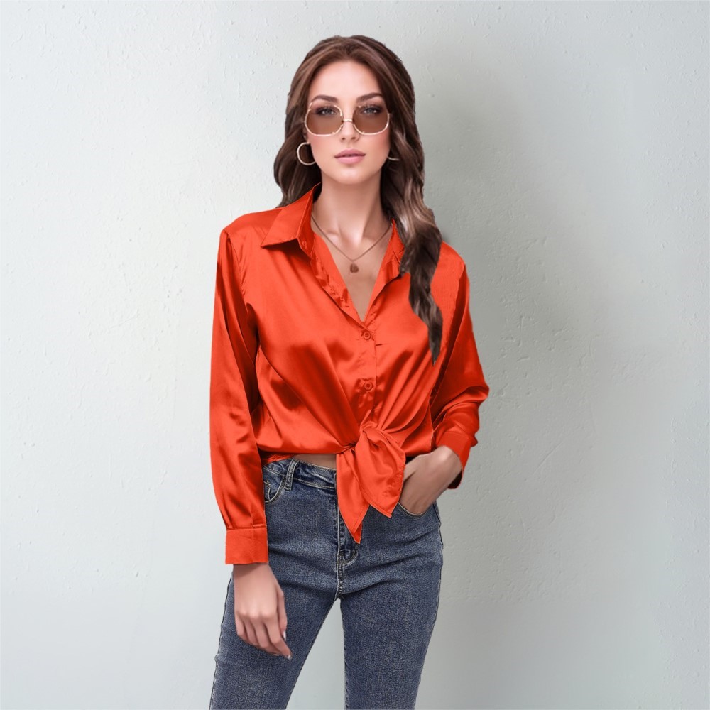 Silk Blouse Button - Kemeja Satin Musim Semi Kemeja Blus
