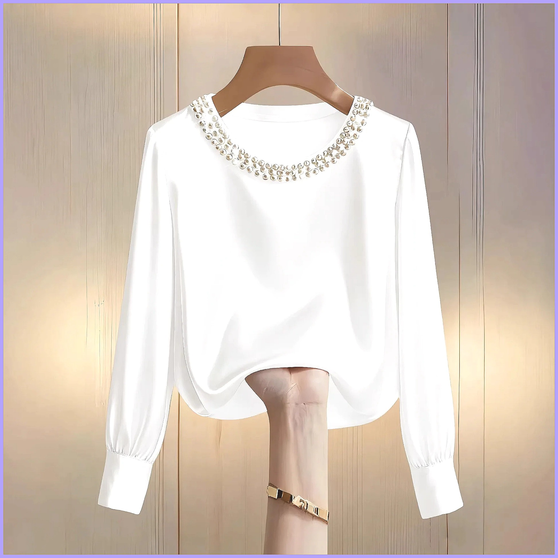 Blus Satin Berhias Manik-Manik - Silk Blouse Button ulasan dan harga