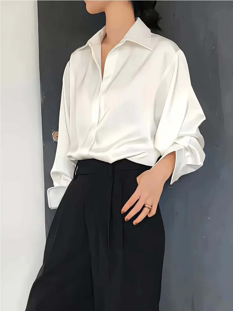 Kemeja Sutra Wanita Kasual Uku - Silk Blouse Button ulasan dan harga