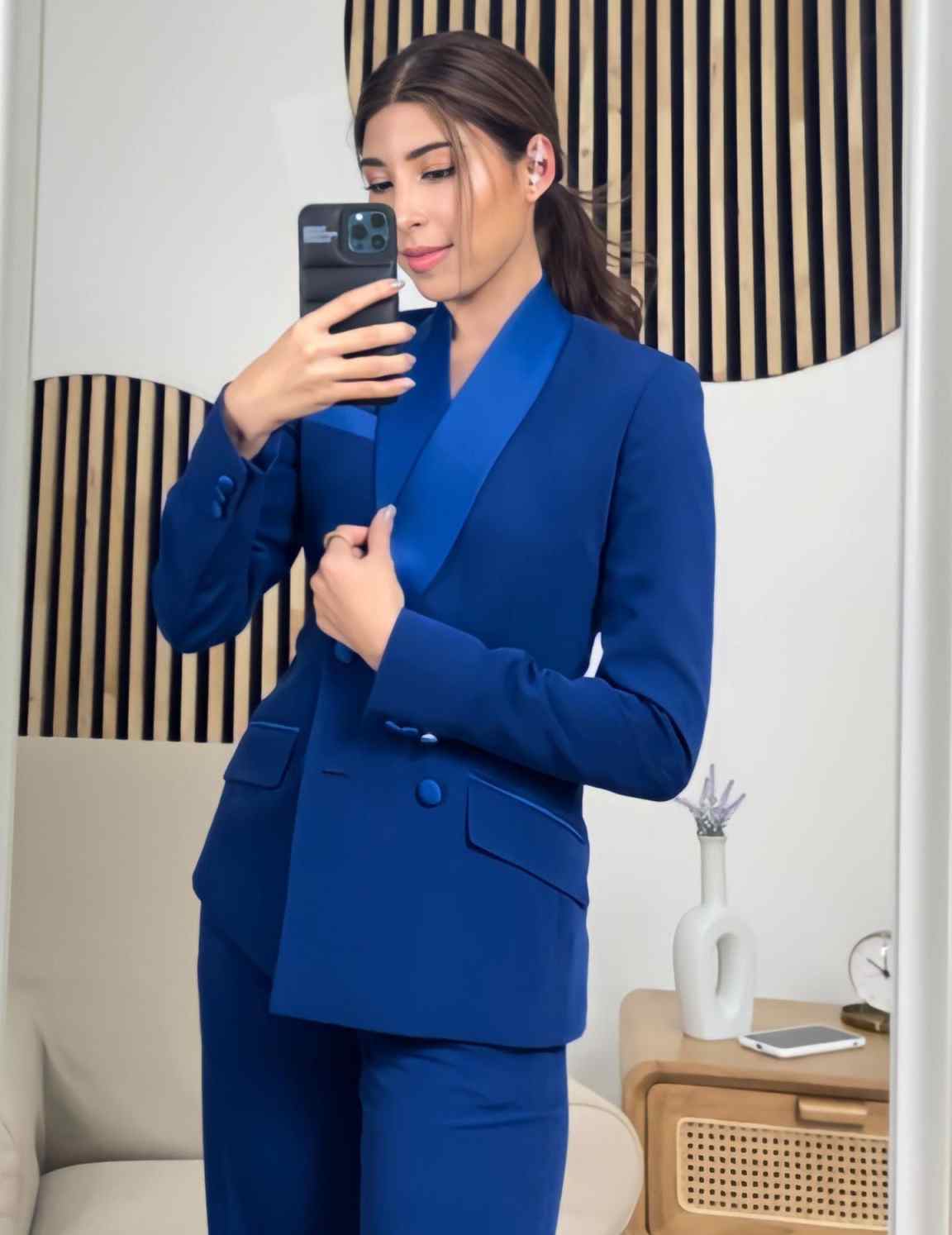 Setelan Jaket Wanita Biru Roya - Women Formal Wear With Tie ulasan dan harga