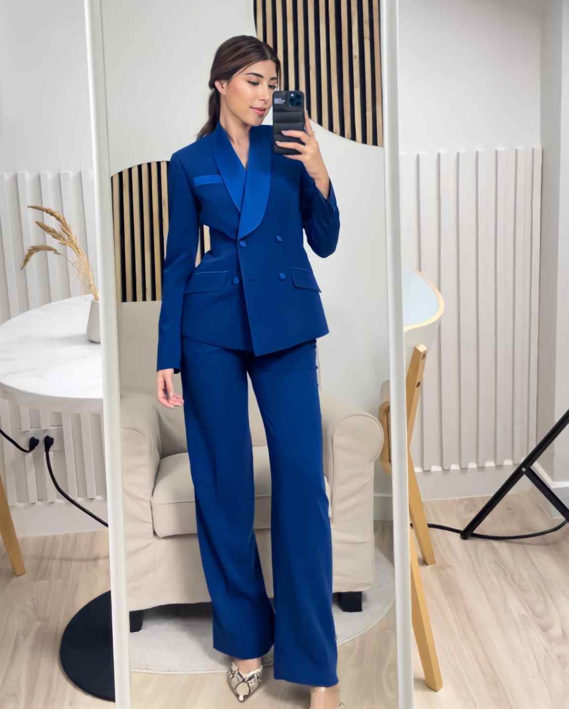 Setelan Jaket Wanita Biru Roya - Women Formal Wear With Tie ulasan dan harga