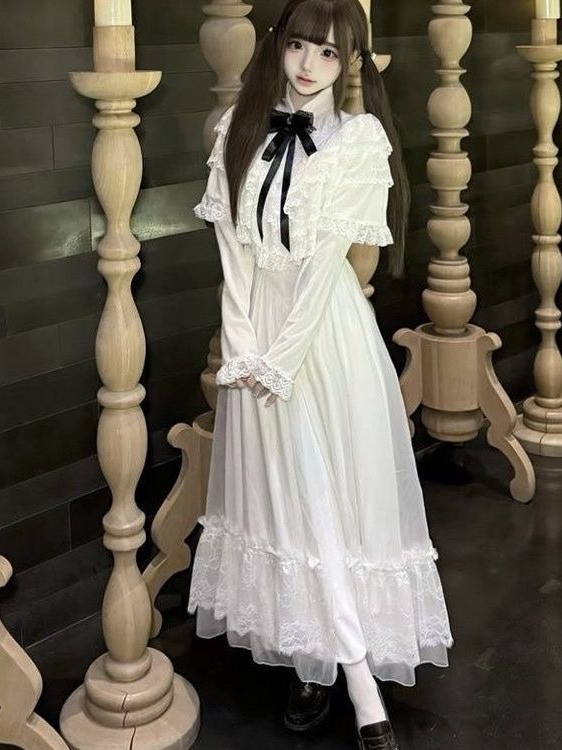 Gaun Maxi Putih Bergaya Jepang - Formal Wear Women Us ulasan dan harga