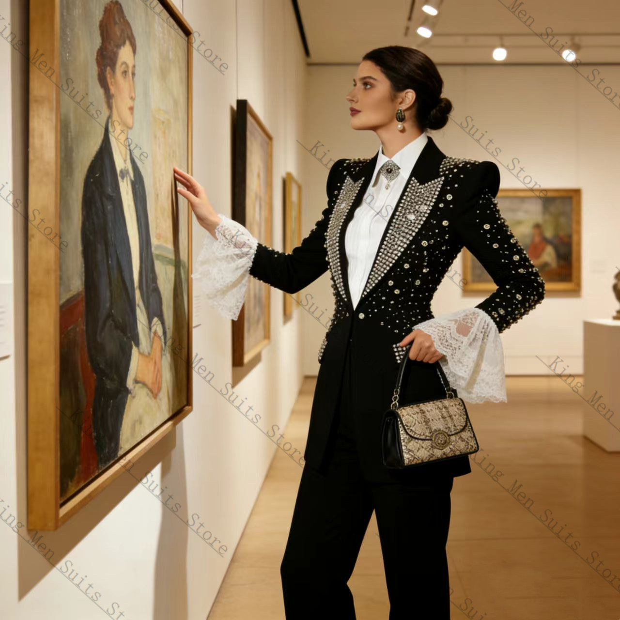 Setelan Wanita Hitam Kristal 2 - Women'S Formal Wear Tuxedo ulasan dan harga