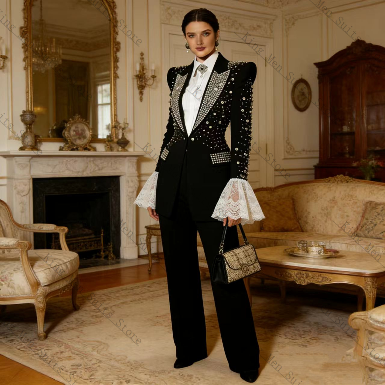 Setelan Wanita Hitam Kristal 2 - Women'S Formal Wear Tuxedo ulasan dan harga