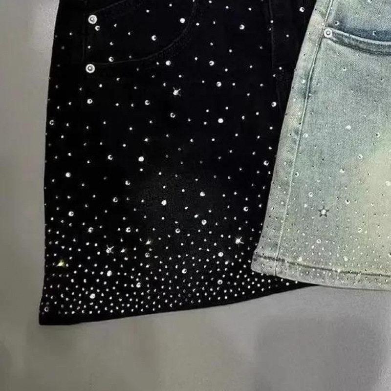 Rok Denim Berhias Rhinestone K - K&G Women'S Formal Wear ulasan dan harga