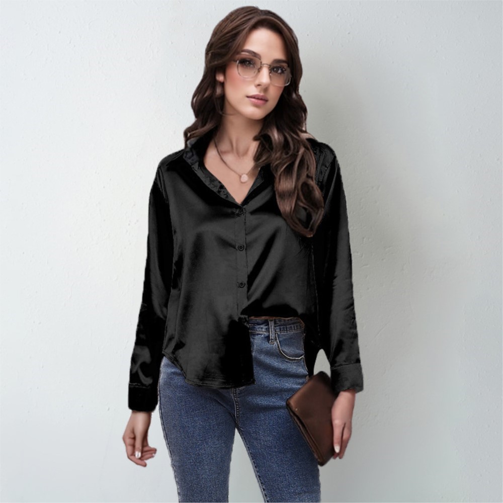 Kemeja Satin Musim Semi Kemeja - Silk Blouse Button ulasan dan harga