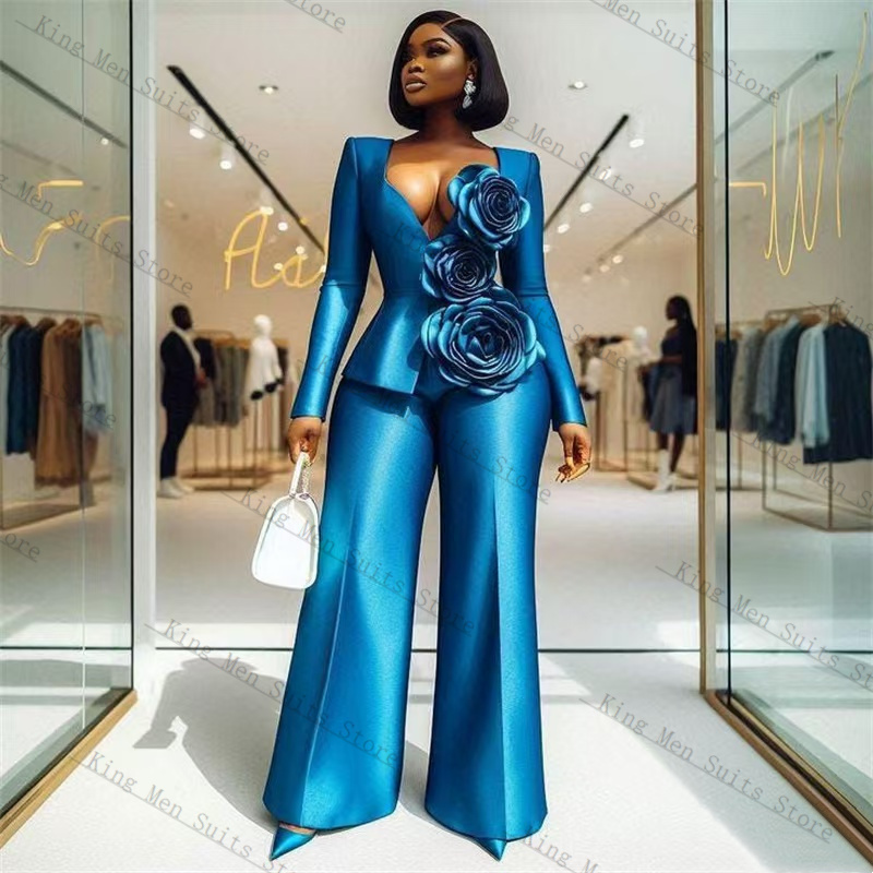 Set Setelan Wanita Satin Biru  - Women'S Formal Wear Tuxedo ulasan dan harga